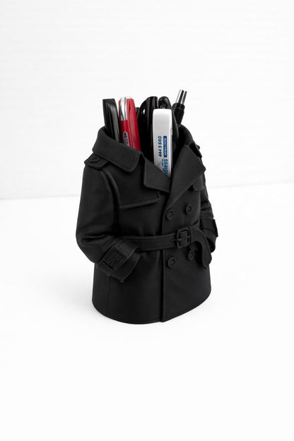 Trench Coat Pen Holder – Unique Desk Organizer, Funny Office Decor, Detective Style Pencil Holder, Gift for Coworker, Desk Accessory