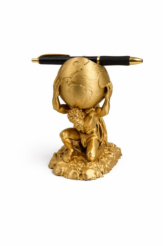 Atlas Pen Holder – Mythology Desk Organizer, Greek Statue Pencil Holder, Unique Office Decor, Titan Desk Accessory, Gift for Boss,