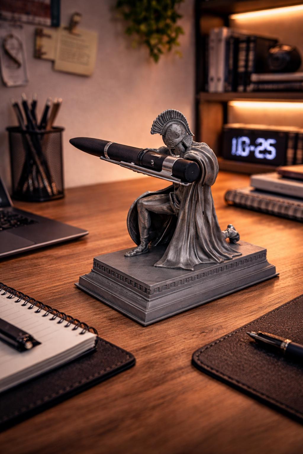 Spartan Warrior Pen Holder – Ancient Greek Desk Organizer for History Lovers, Unique Desk Accessory