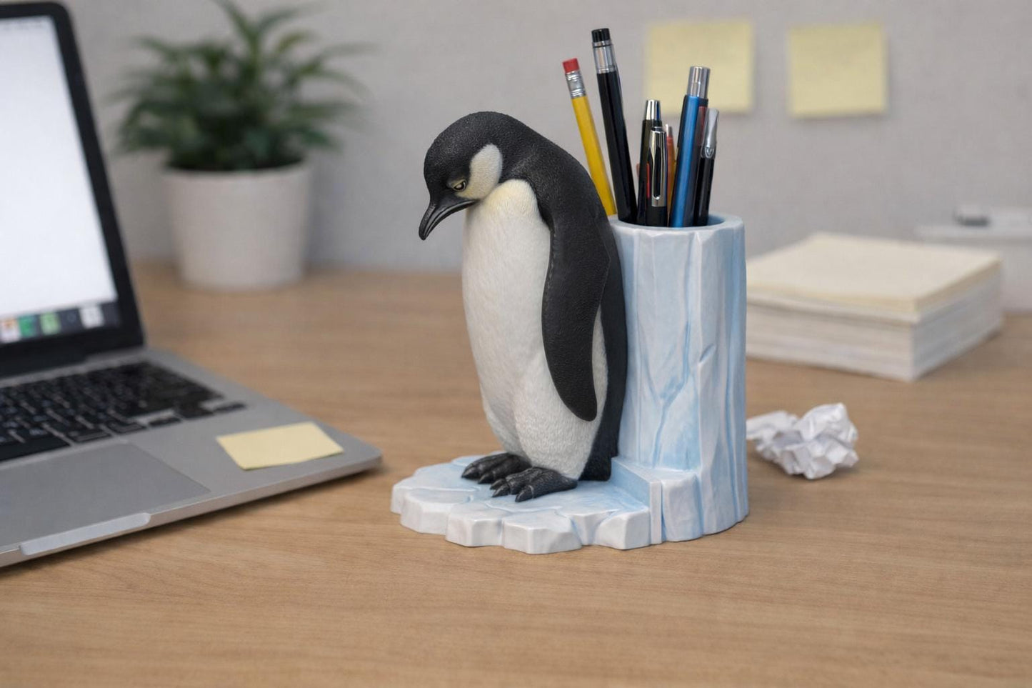 Penguin Pen Holder STL File – 3D Print Desk Organizer (Instant Download)