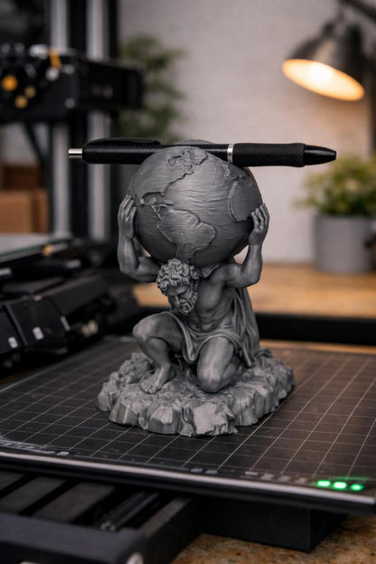Atlas Stifthalter STL – Griechischer Titan hält die Erde 3D-Druckdatei, Mythologie Schreibtisch-Organizer, Statuen-Bleistifthalter, Sofort-Download