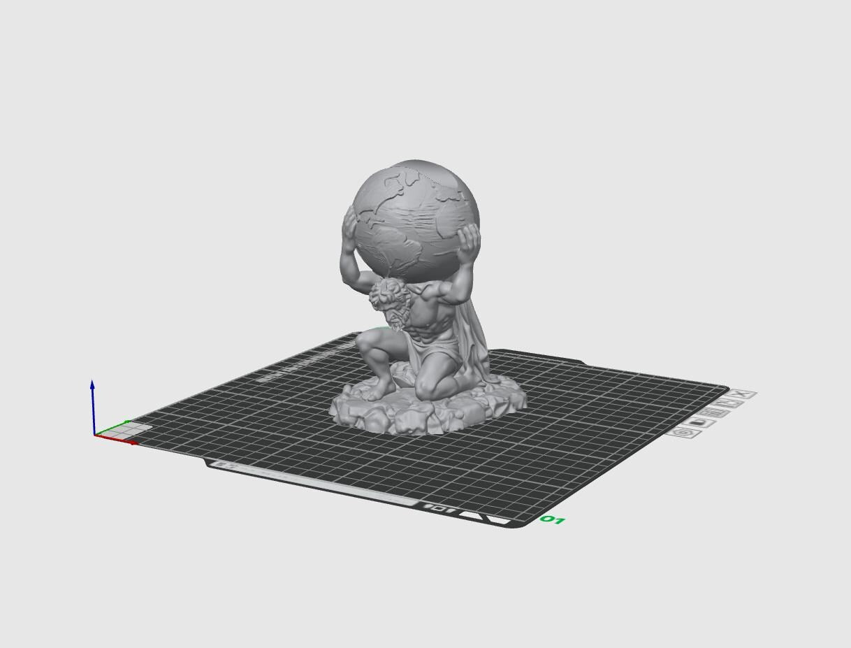 Atlas Stifthalter STL – Griechischer Titan hält die Erde 3D-Druckdatei, Mythologie Schreibtisch-Organizer, Statuen-Bleistifthalter, Sofort-Download