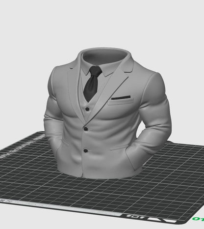 Muskulöser Anzug Stifthalter STL-Datei – 3D-druckbarer Schreibtisch-Organizer – Moderne Bürodekoration – Einzigartiges Geschäftsgeschenk STL – Digitaler Download