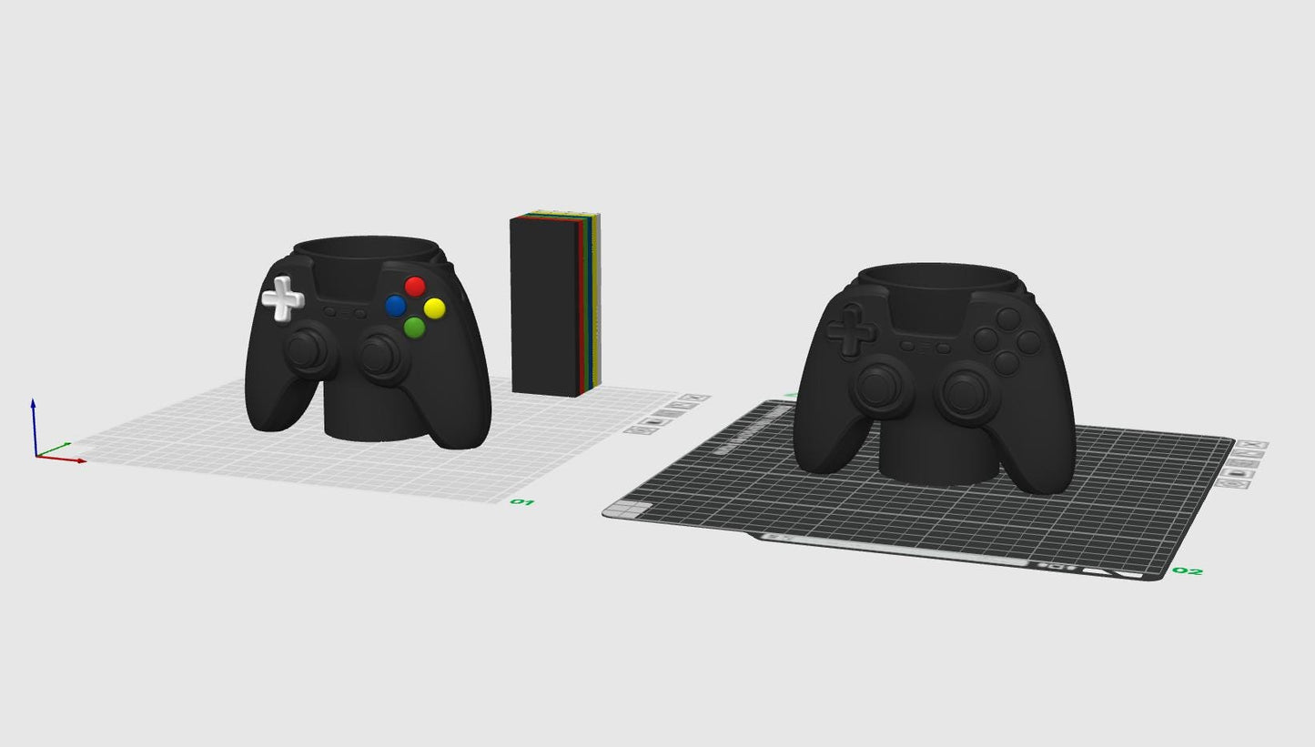 Controller Pen Holder STL – Gaming Desk Organizer 3D Print File – Gamepad Pencil Holder Model