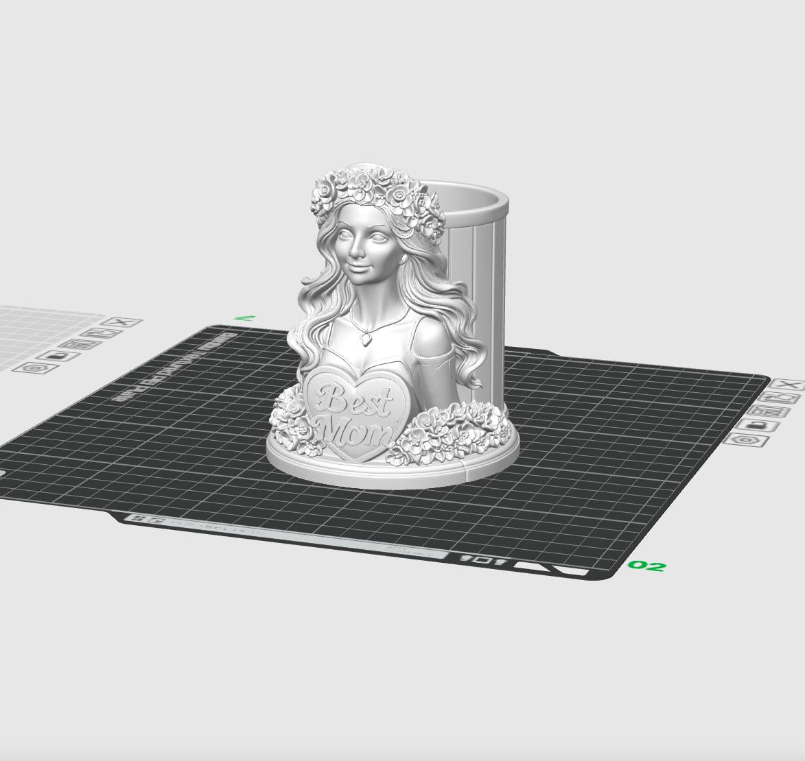 Best Mom Bust Pen Holder STL File – Decorative Mother’s Day Desk Organizer 3D Print Model