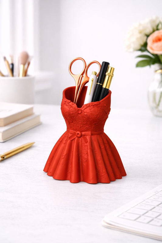 Dress Pen Holder STL File – Bridal Gown Desk Organizer – Fashion Inspired Pencil Holder for 3D Printing – Gift for Her