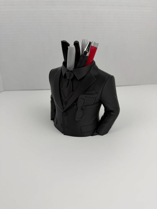 Suit Pen Holder – Elegant Desk Organizer, Funny Office Decor, Business Style Pencil Holder, Gift for Coworker, Boss Gift