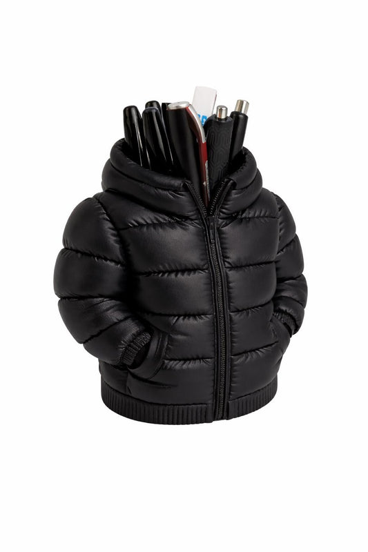 Puffer Jacket Pen Holder – Cute Desk Organizer, Funny Office Decor, Unique Pencil Holder, Gift for Coworker