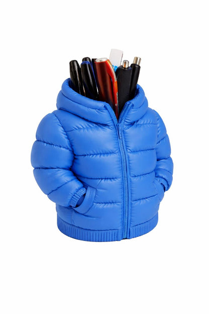 Puffer Jacket Pen Holder – Cute Desk Organizer, Funny Office Decor, Unique Pencil Holder, Gift for Coworker