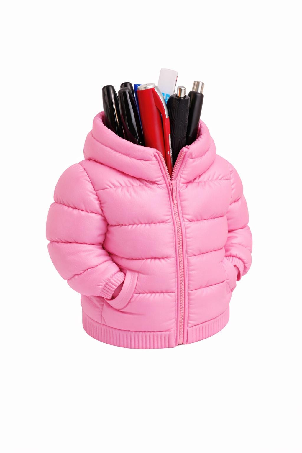 Puffer Jacket Pen Holder – Cute Desk Organizer, Funny Office Decor, Unique Pencil Holder, Gift for Coworker