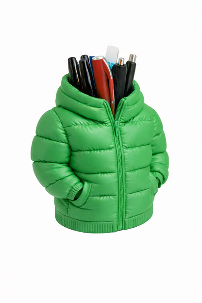 Puffer Jacket Pen Holder – Cute Desk Organizer, Funny Office Decor, Unique Pencil Holder, Gift for Coworker