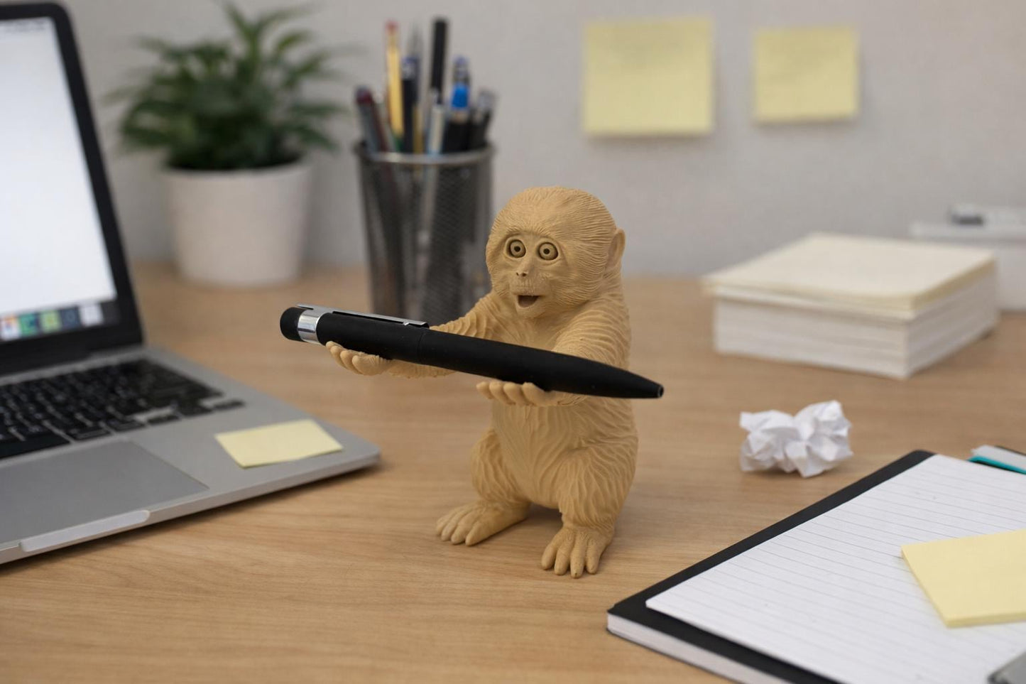 Viral Punch Monkey Pen Holder – Funny Monkey Desk Decor, Cute Office Gadget, Unique Gift for Coworkers & Home Office Setup