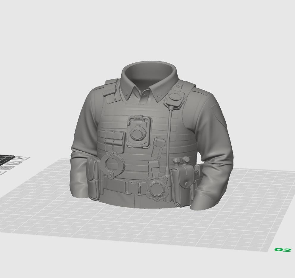 Police Uniform Pen Holder STL File – Tactical Desk Organizer 3D Print Model – Law Enforcement Office Decor – Headless Torso Pencil Holder
