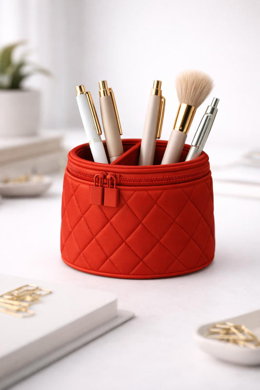 Luxury Vanity Bag Pen Holder STL File – Makeup Brush Organizer 3D Print – Cosmetic Bag Desk Organizer – Cute Vanity Storage
