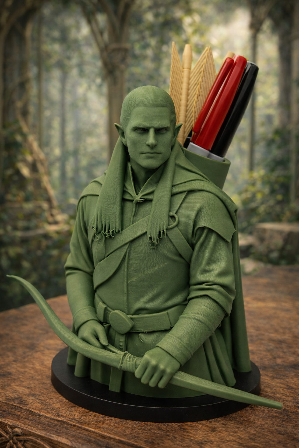 Legolas Pen Holder – Elf Archer Desk Organizer – Fantasy Arrow Quiver Pencil Holder – 3D Printed Desk Decor – Unique Fantasy Gift