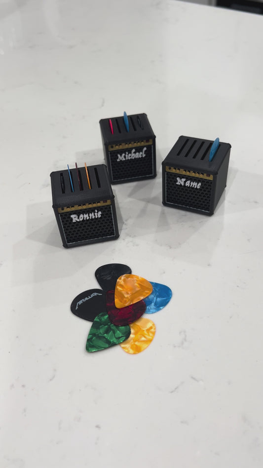Custom Guitar Pick Holder – Personalized Amp Style Pick Organizer | Music Lover Gift & Desk Decor