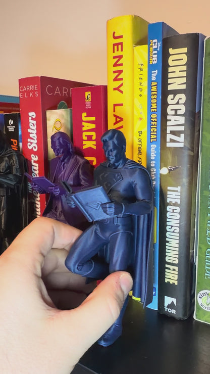Super Steel Man, Bat Dark Knight Bookend – Vigilante Inspired Bookshelf Decor