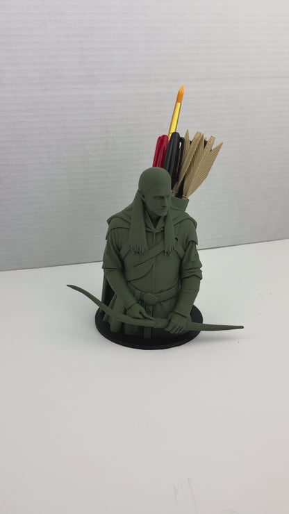 Legolas Pen Holder – Elf Archer Desk Organizer – Fantasy Arrow Quiver Pencil Holder – 3D Printed Desk Decor – Unique Fantasy Gift