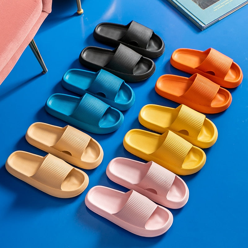 Women And Men Thick Platform Cloud Slippers - WaeW