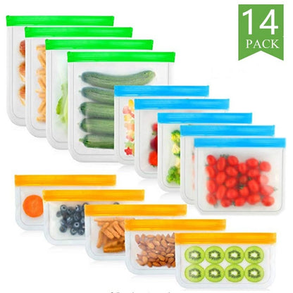 14 Pcs set Of Silicone Kitchen Food Bag - WaeW