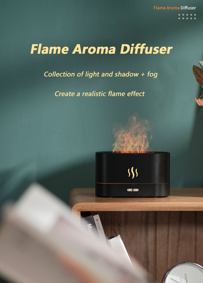 Ultrasonic Humidifier - Essential Oil Diffuser Simulation Flame - WaeW