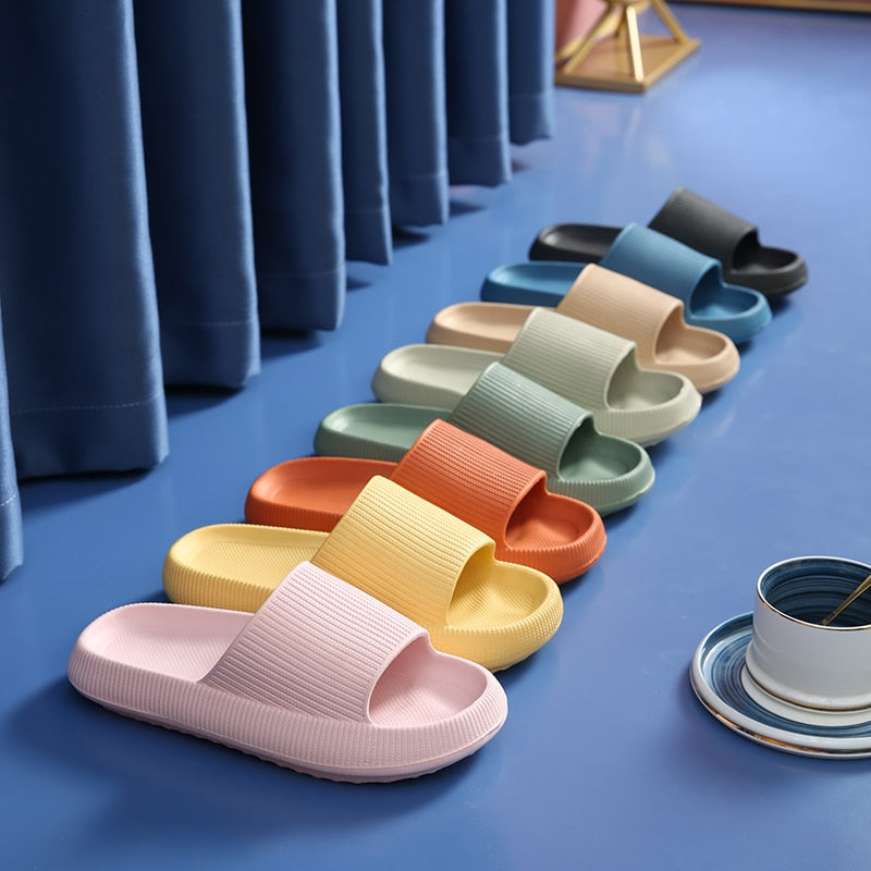 Women And Men Thick Platform Cloud Slippers - WaeW