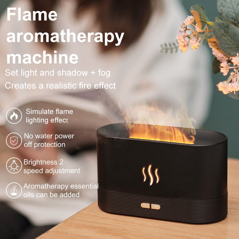 Ultrasonic Humidifier - Essential Oil Diffuser Simulation Flame - WaeW