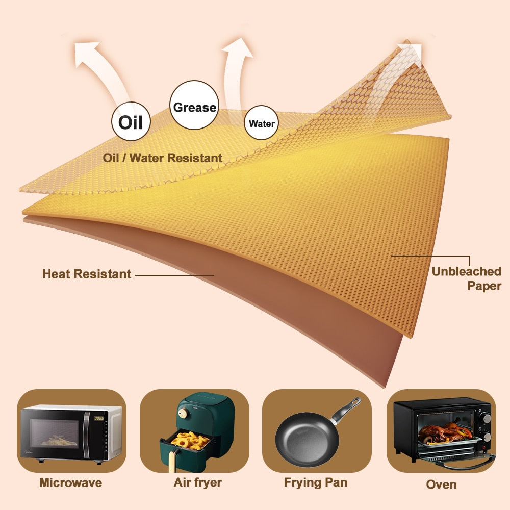 Disposable Air Fryer Parchment Paper Liner Oil-Proof Water-Proof Paper - WaeW